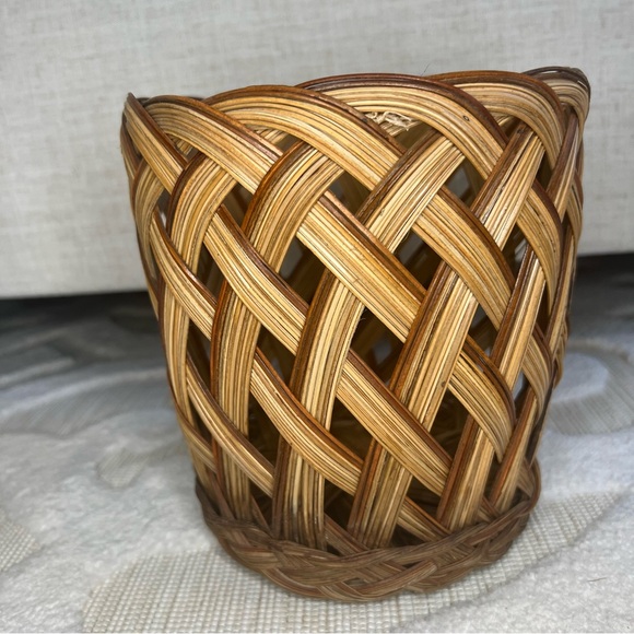 VTG Wicker Basket Planter Braided Woven Cachepot MCM Boho Cottage Set of 3 - Picture 4 of 17